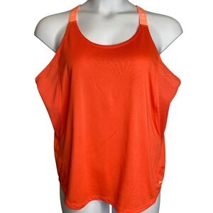 Nike Womens Orange Dri-FIT Mesh Just Do It Tank Top Sz XL Sporty Crisscross Back
